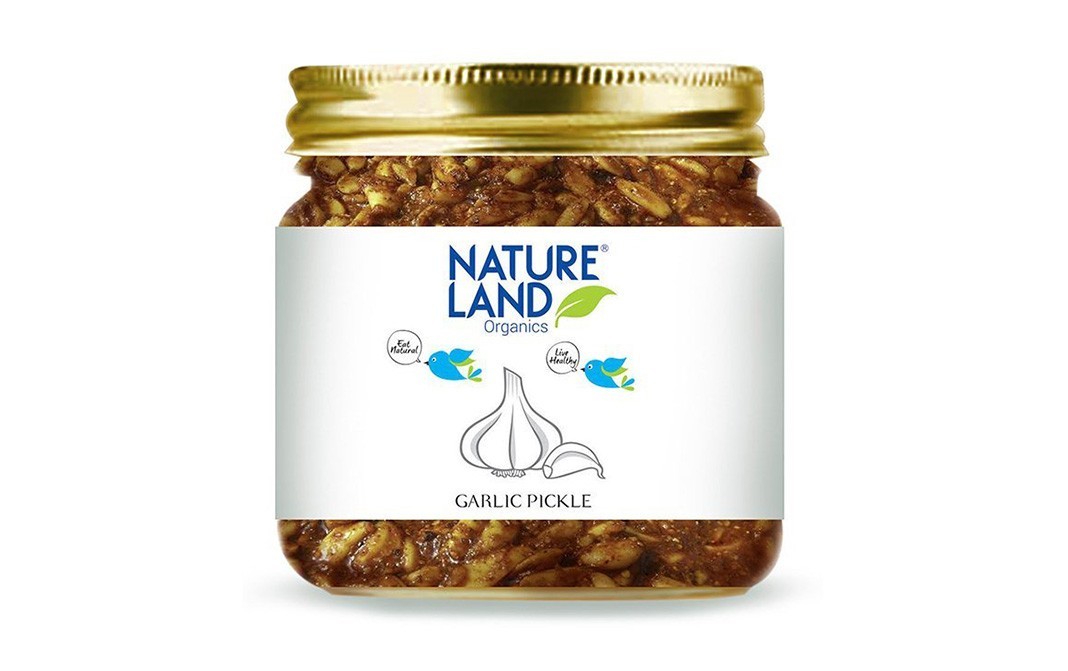 Natureland Organics Garlic Pickle    Glass Jar  350 grams